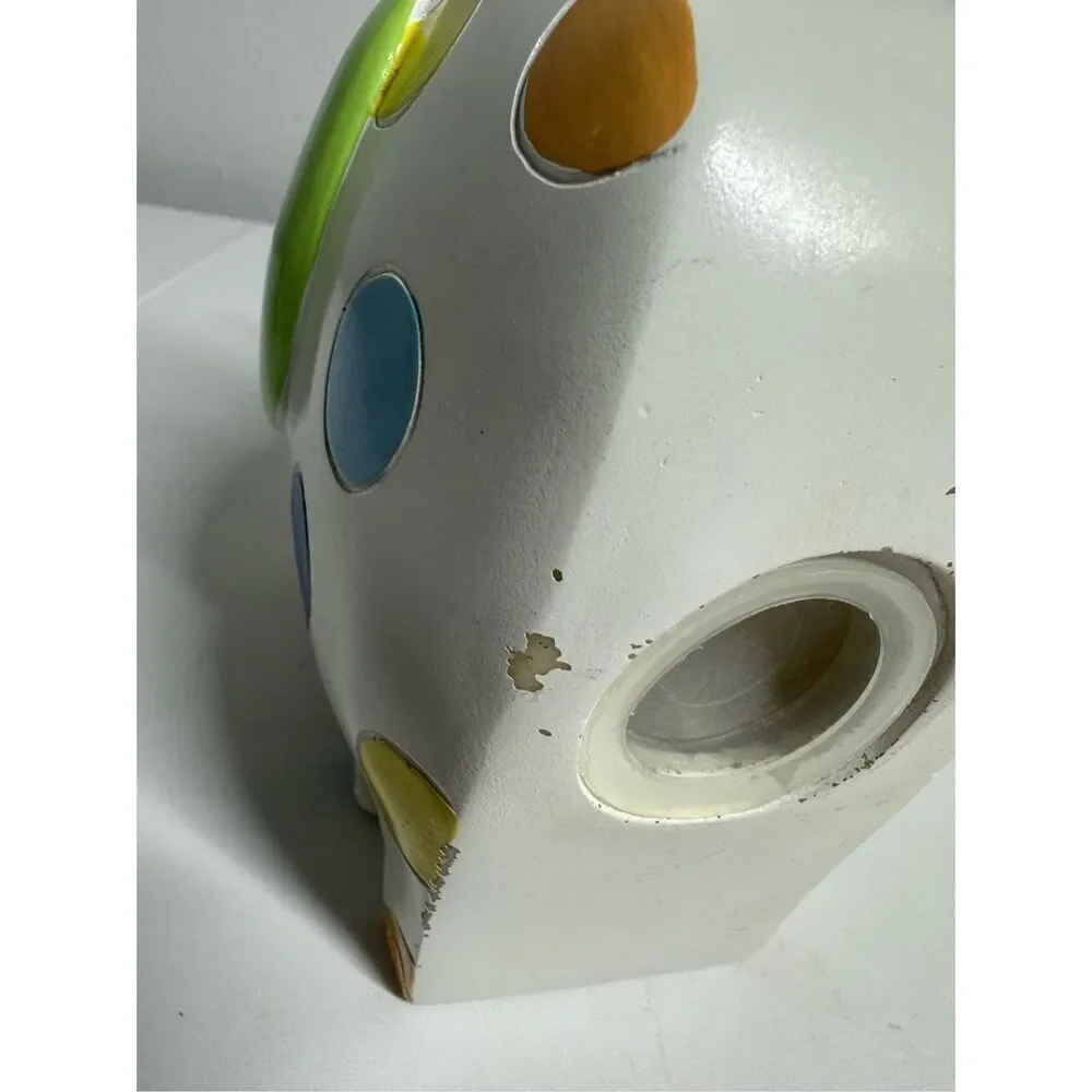 Rare Vintage A.D.Sutton Wooden Elephant Bank White Polka Dots See Notes